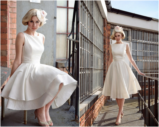 tobi hannah tea length wedding dress image